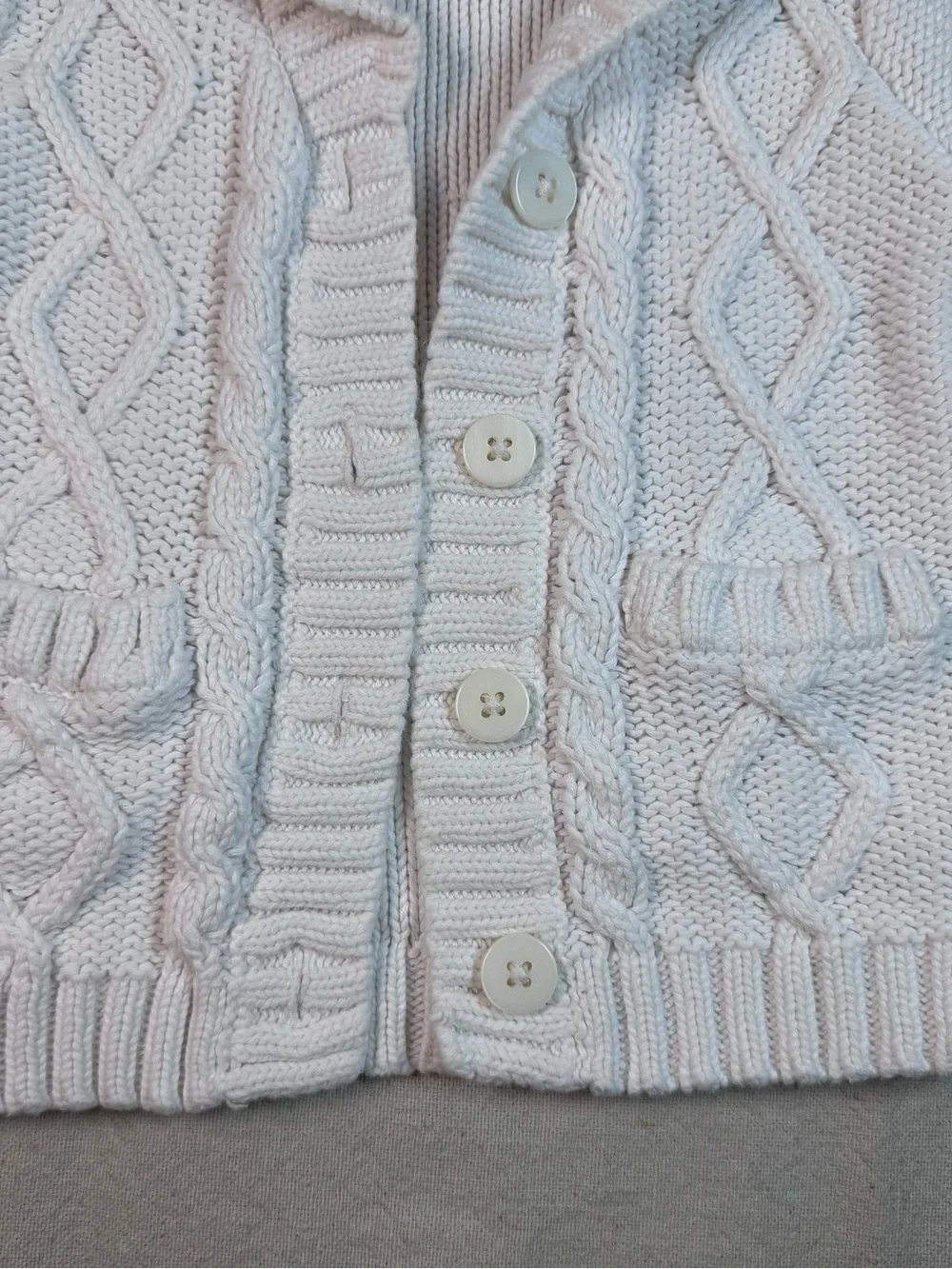 Carter’s White Cable Knit Shawl Collar Sweater - 12 Months